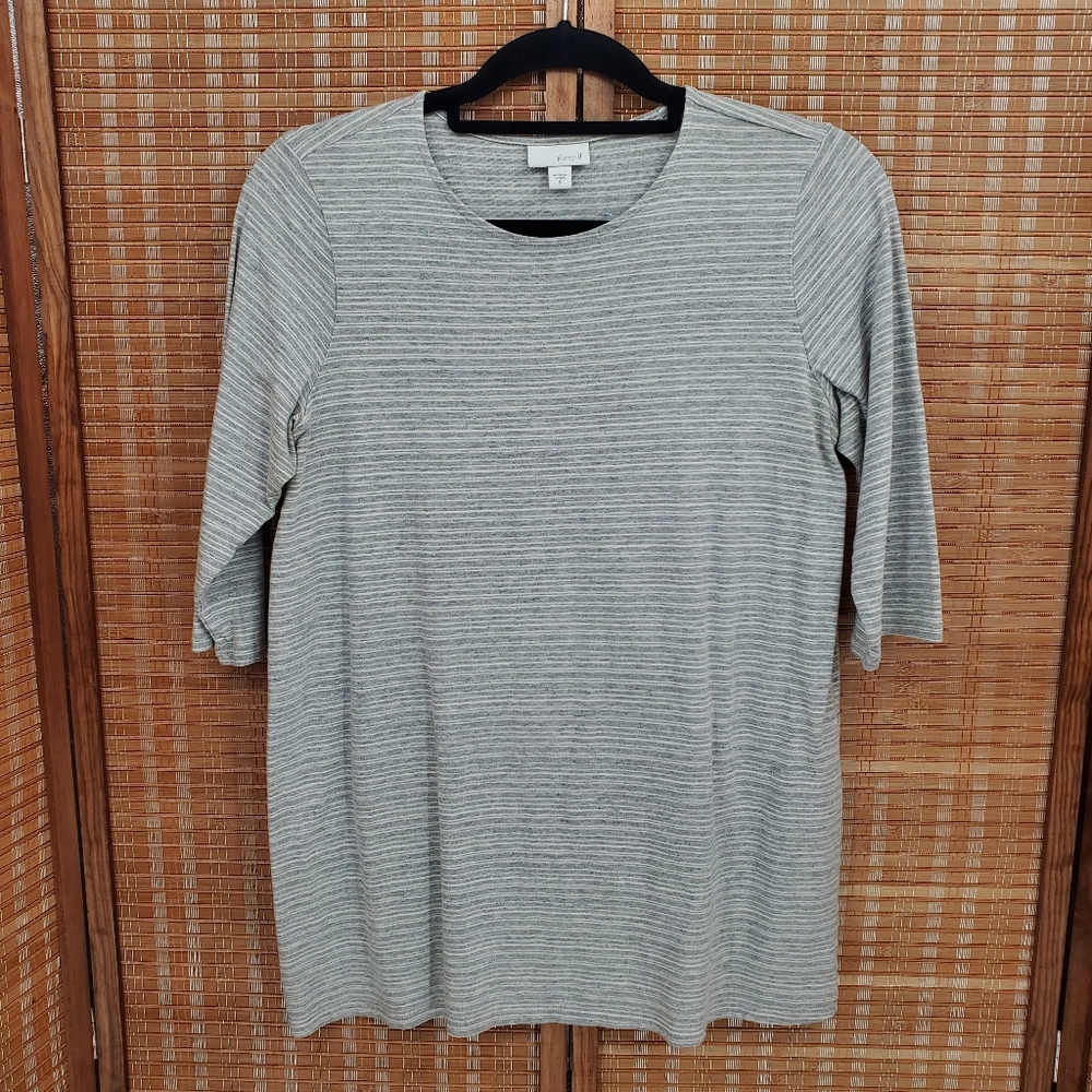 ♡ Pure Jill Scoop Neck Striped Womens Top Gray and White Size Small